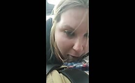 Chubby Blond Gives Her BBC Boyfriend a Blowjob in the Car