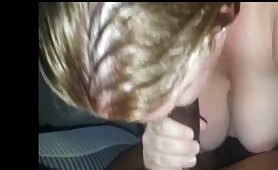 Big Tits Blonde MILF Gives a Great BBC Blowjob