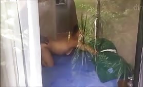 Husband films his wife taking BBC from outside the window
