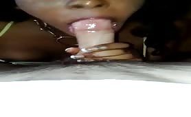 Black girl sloppy white cock suck
