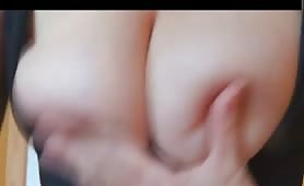 Giving my tits to enjoy his load