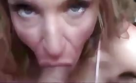 Close up Blowjob cum in her mouth