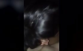 Shy college girl with great boobs giving head