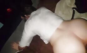 Black guy teaching white girl BBC doggy