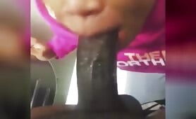 Black girl restroom cum swallow