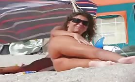 Beach nudist ex-wife tanning all places